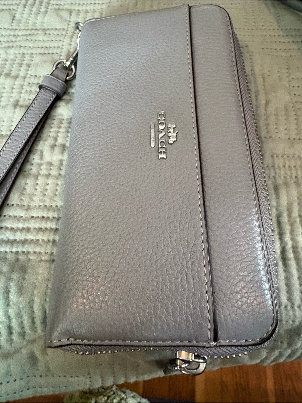 Coach Pebbled Leather Tote & Crossbody in Light Gray - Picture 7 of 9